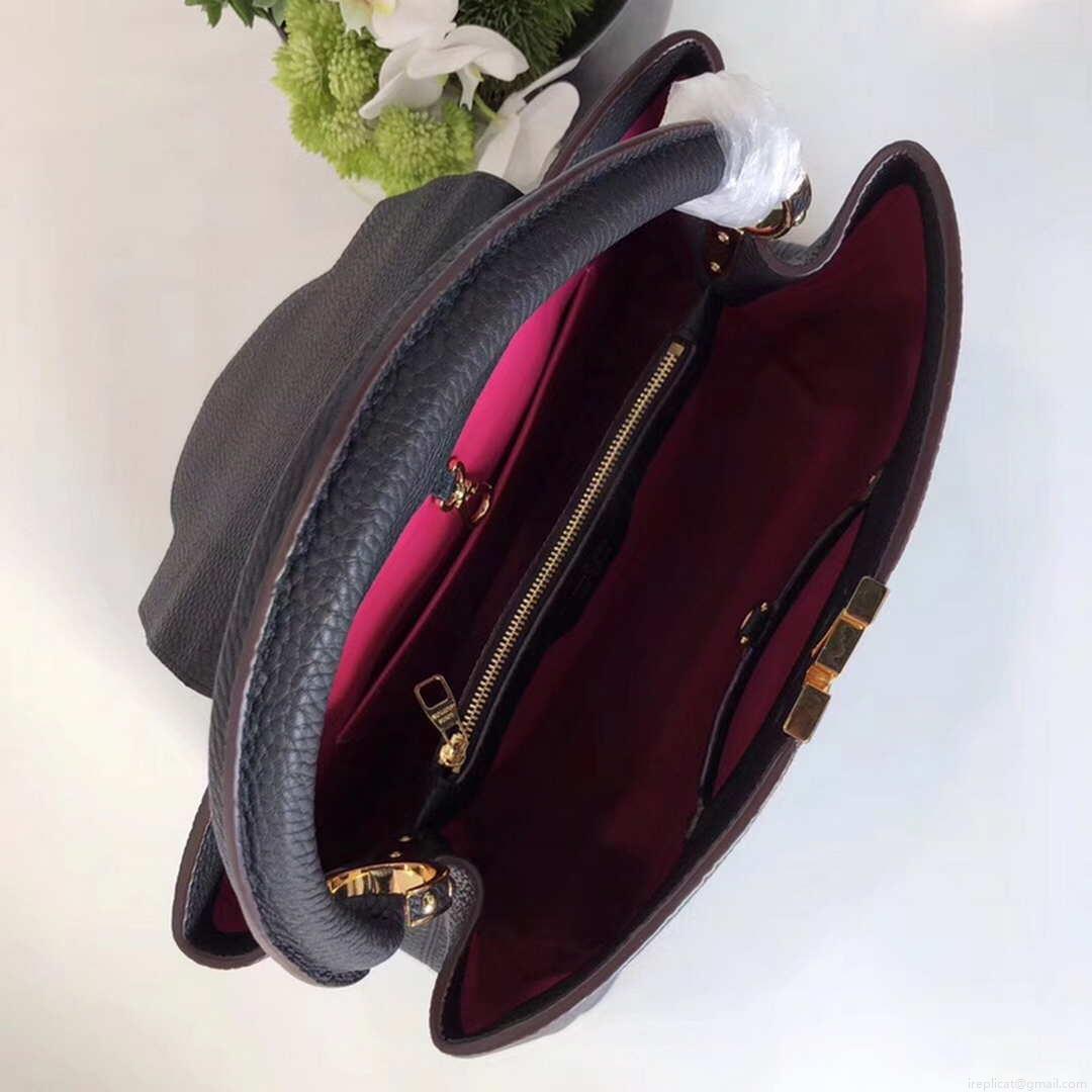 LV M48864 Louis Vuitton MM Capucines Leather Bag M42259 Black