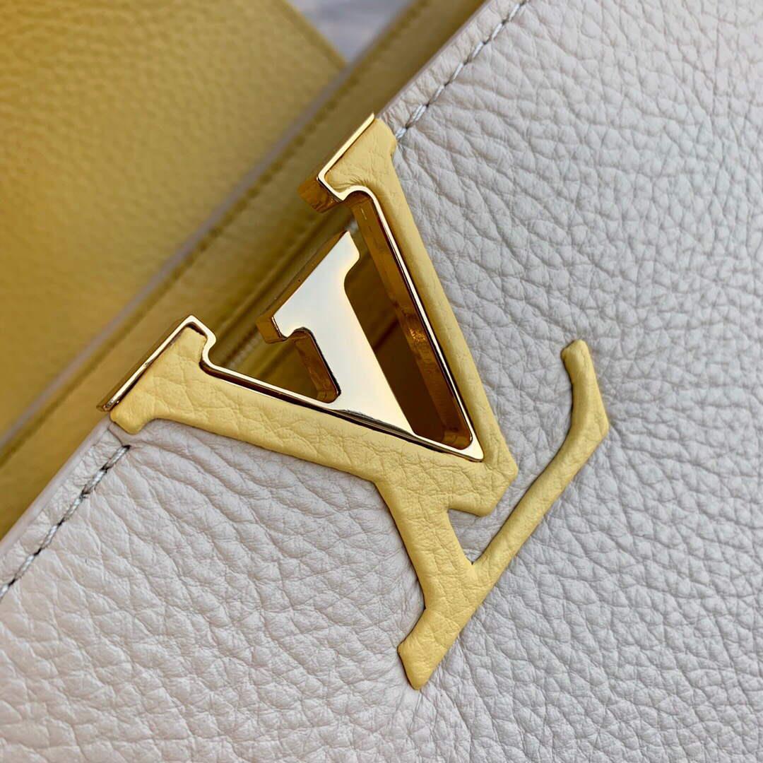 LV M59883 Louis Vuitton Capucines MM Handbag Crème Beige / Plume Yellow