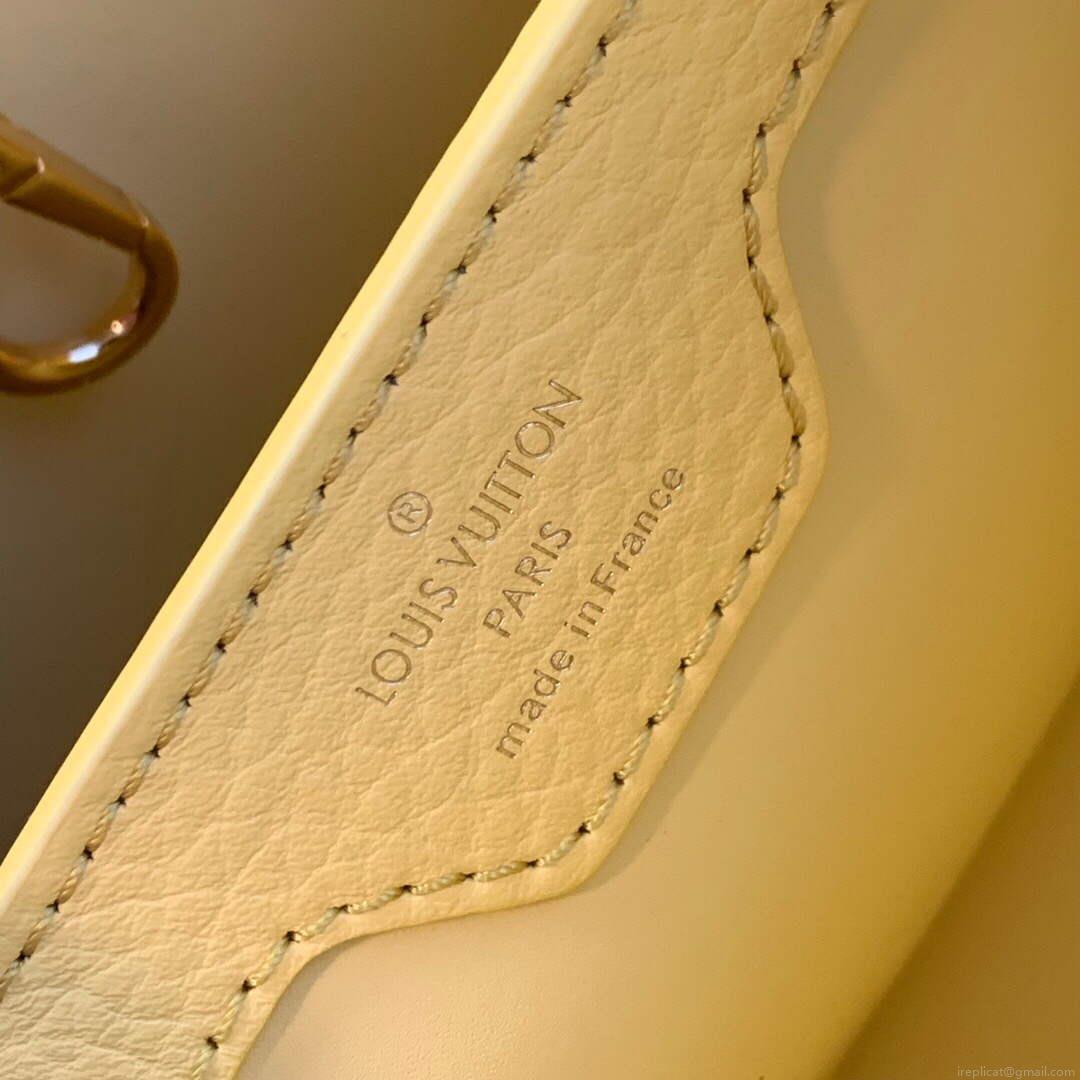LV M59883 Louis Vuitton Capucines MM Handbag Crème Beige / Plume Yellow