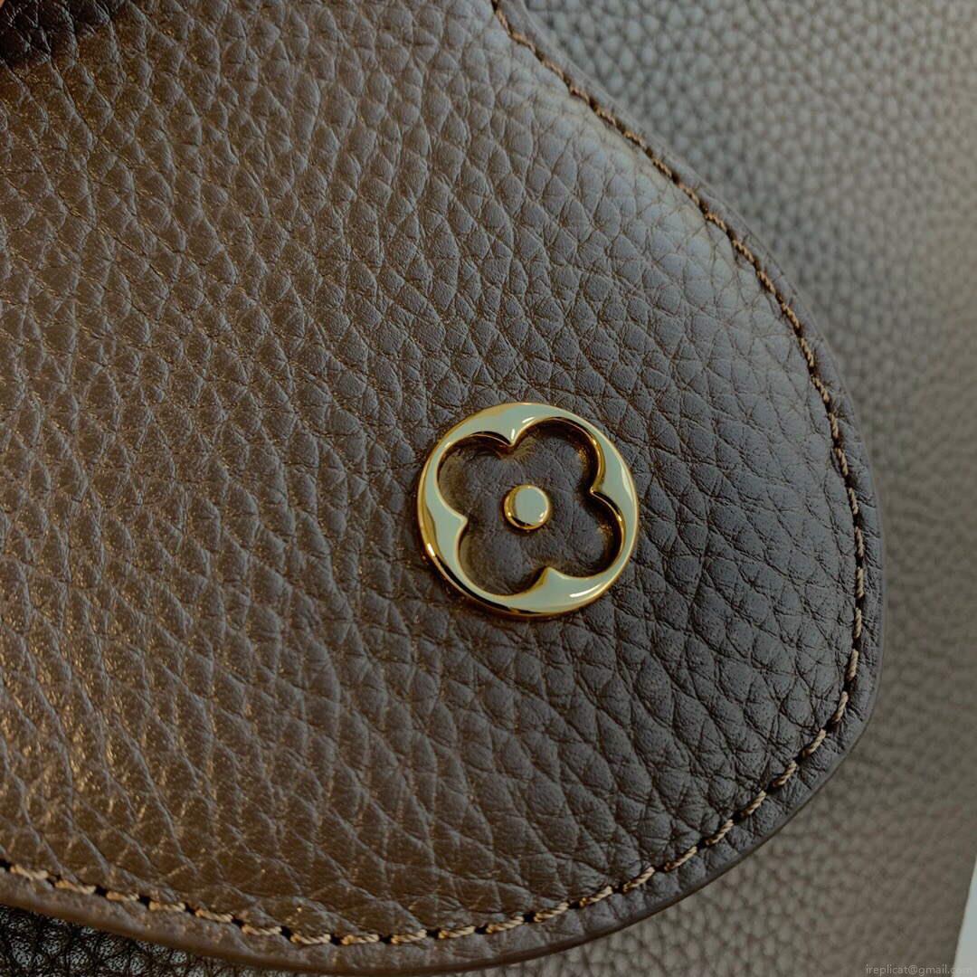 LV M59516 Louis Vuitton Capucines MM Handbag Smokey Brown Green/Crème/Pink