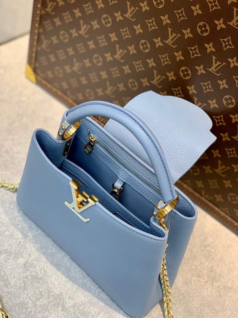 LV M59512 Louis Vuitton Capucines BB Bag Iris Purple/Crème