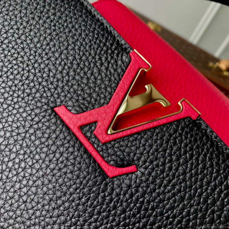 LV M59882 Louis Vuitton Capucines MM Handbag Black Rose Berlingot
