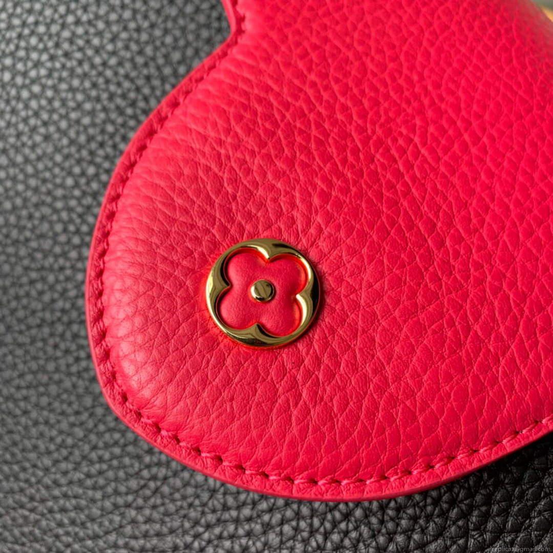 LV M59882 Louis Vuitton Capucines MM Handbag Black Rose Berlingot