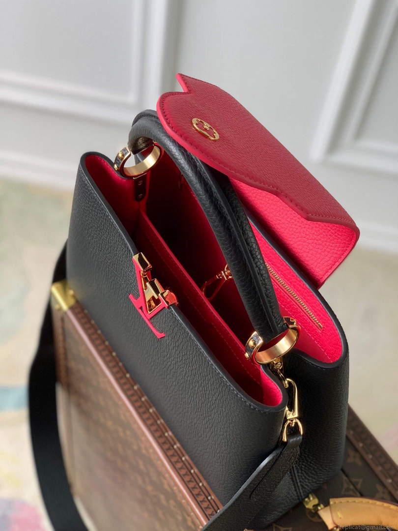 LV M94755 Louis Vuitton Capucines BB Handbag Black Rose Berlingot