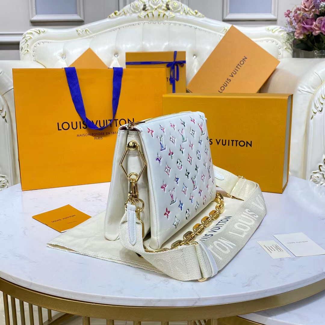 LV M21209 Louis Vuitton Coussin PM Handbag White and Pink