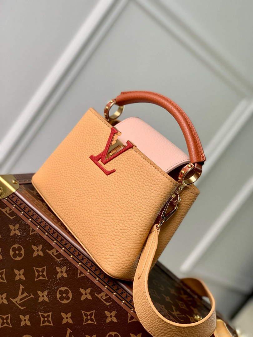 LV M20784 Louis Vuitton Capucines Mini Handbag Wood Brown