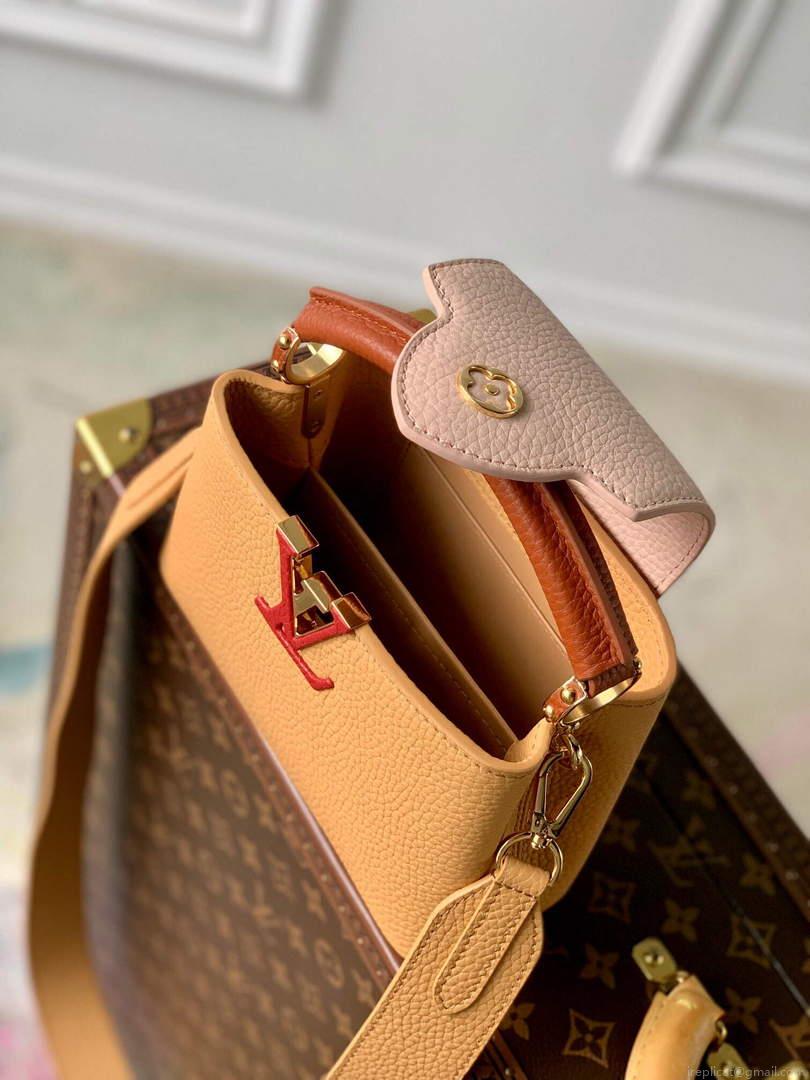 LV M20784 Louis Vuitton Capucines Mini Handbag Wood Brown