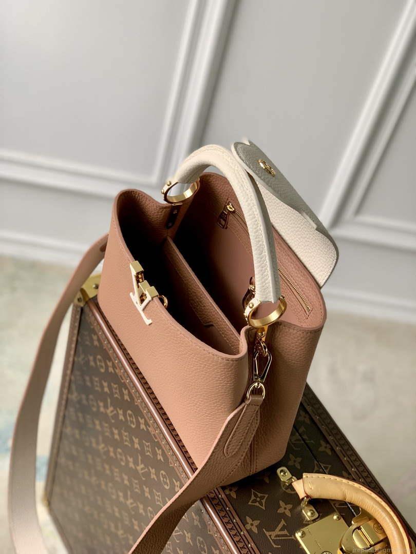 LV M21045 Louis Vuitton Capucines BB Handbag Trianon Pink / Greige