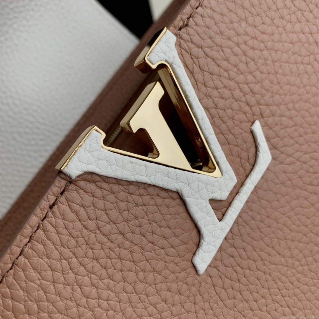 LV M21045 Louis Vuitton Capucines MM Bag Trianon Pink / Greige