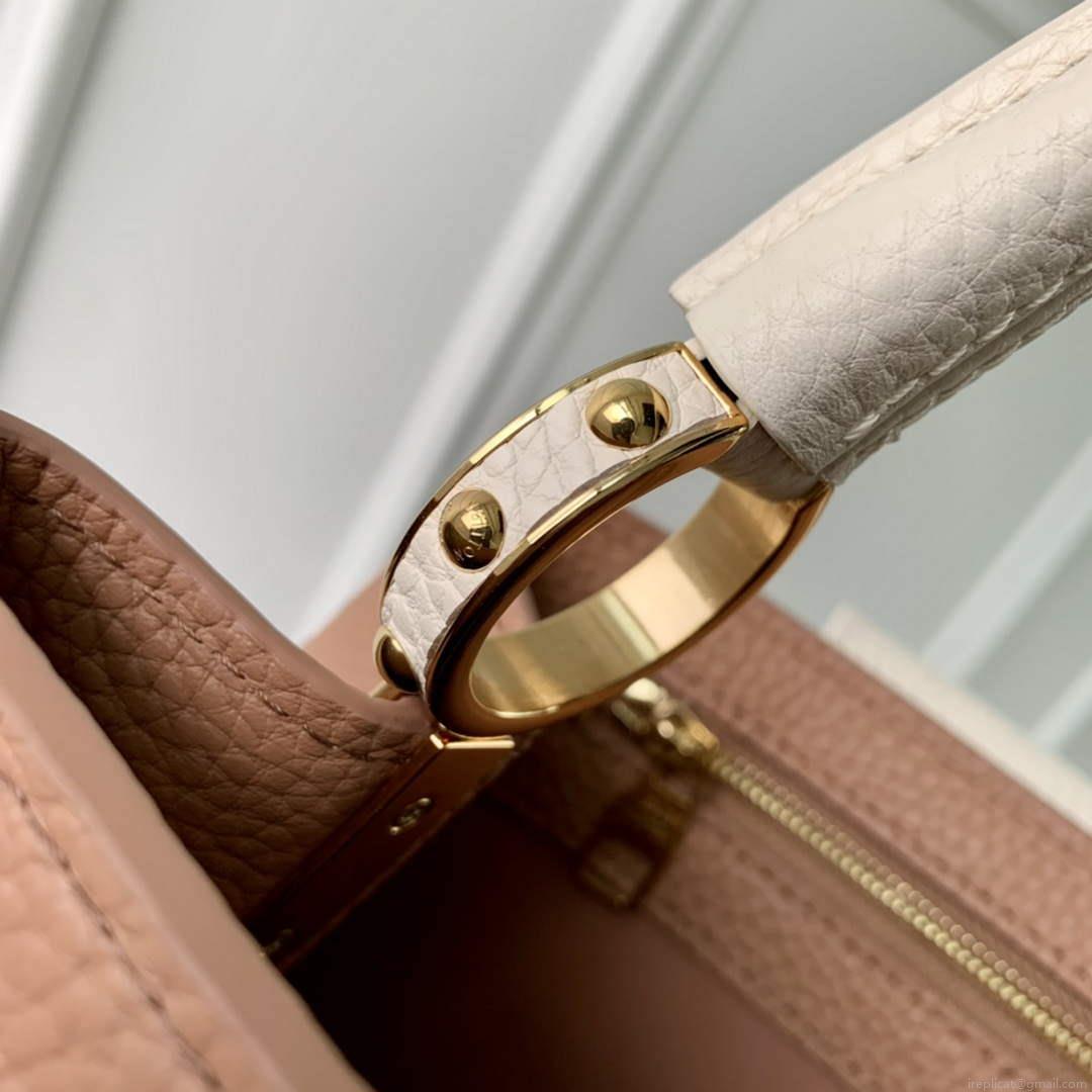 LV M21045 Louis Vuitton Capucines MM Bag Trianon Pink / Greige