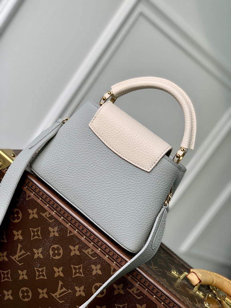 LV M21296 Louis Vuitton Capucines Mini Handbag Steeple Gray / Greige