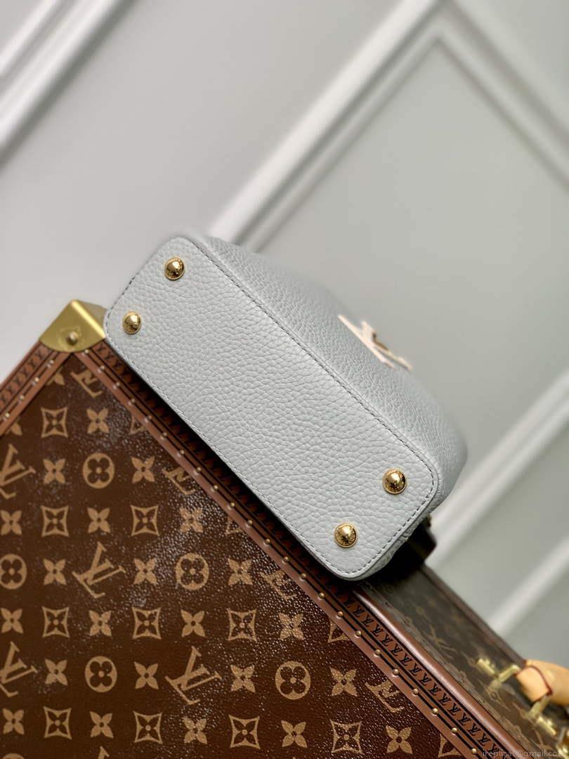 LV M21296 Louis Vuitton Capucines Mini Handbag Steeple Gray / Greige