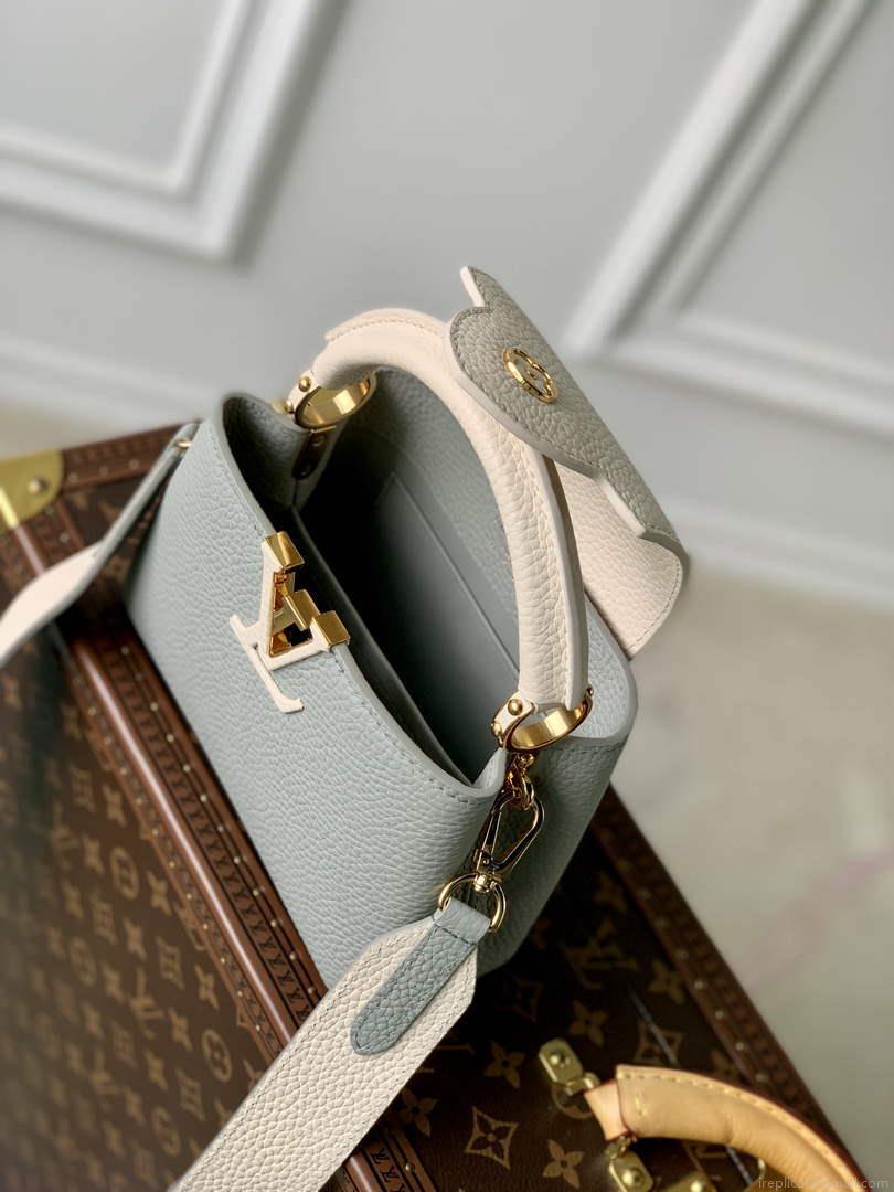 LV M21296 Louis Vuitton Capucines Mini Handbag Steeple Gray / Greige