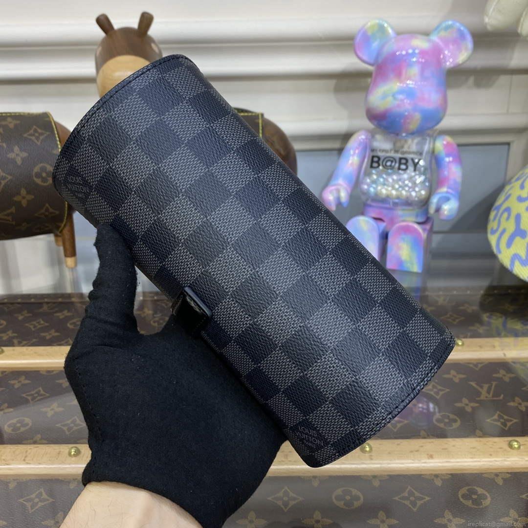 LV N41137 Louis Vuitton 3 Watch Case Damier Graphite Canvas