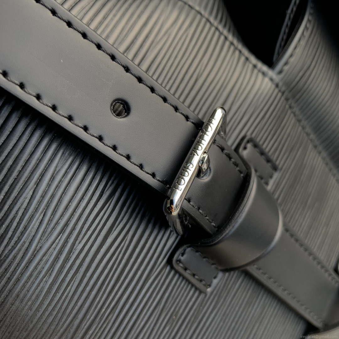 LV M41079 Louis Vuitton Christopher MM Epi Black With Yellow Logo