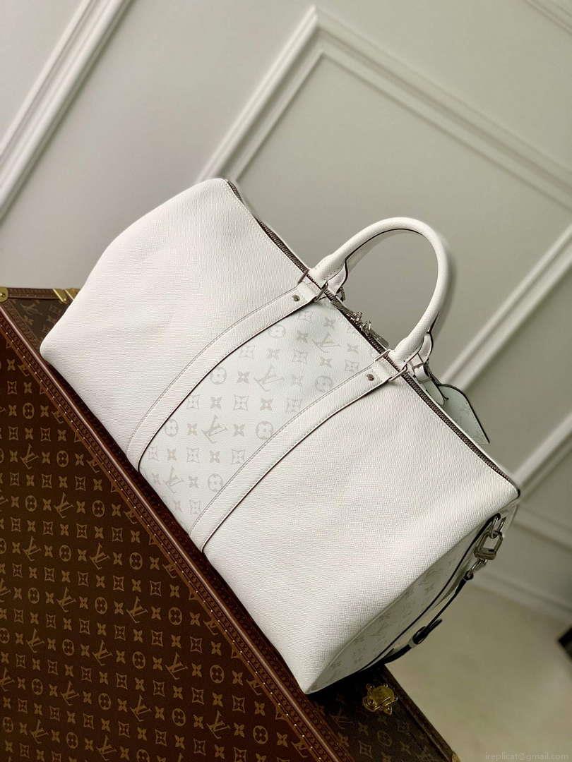 LV M30885 Louis Vuitton Keepall Bandoulière 50 Bag Optic White