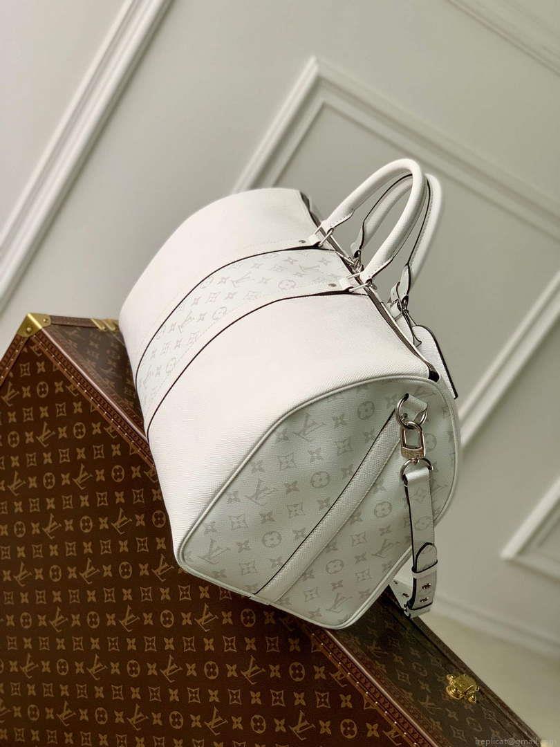 LV M30885 Louis Vuitton Keepall Bandoulière 50 Bag Optic White