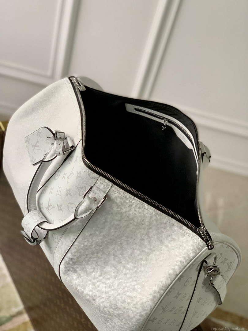 LV M30885 Louis Vuitton Keepall Bandoulière 50 Bag Optic White