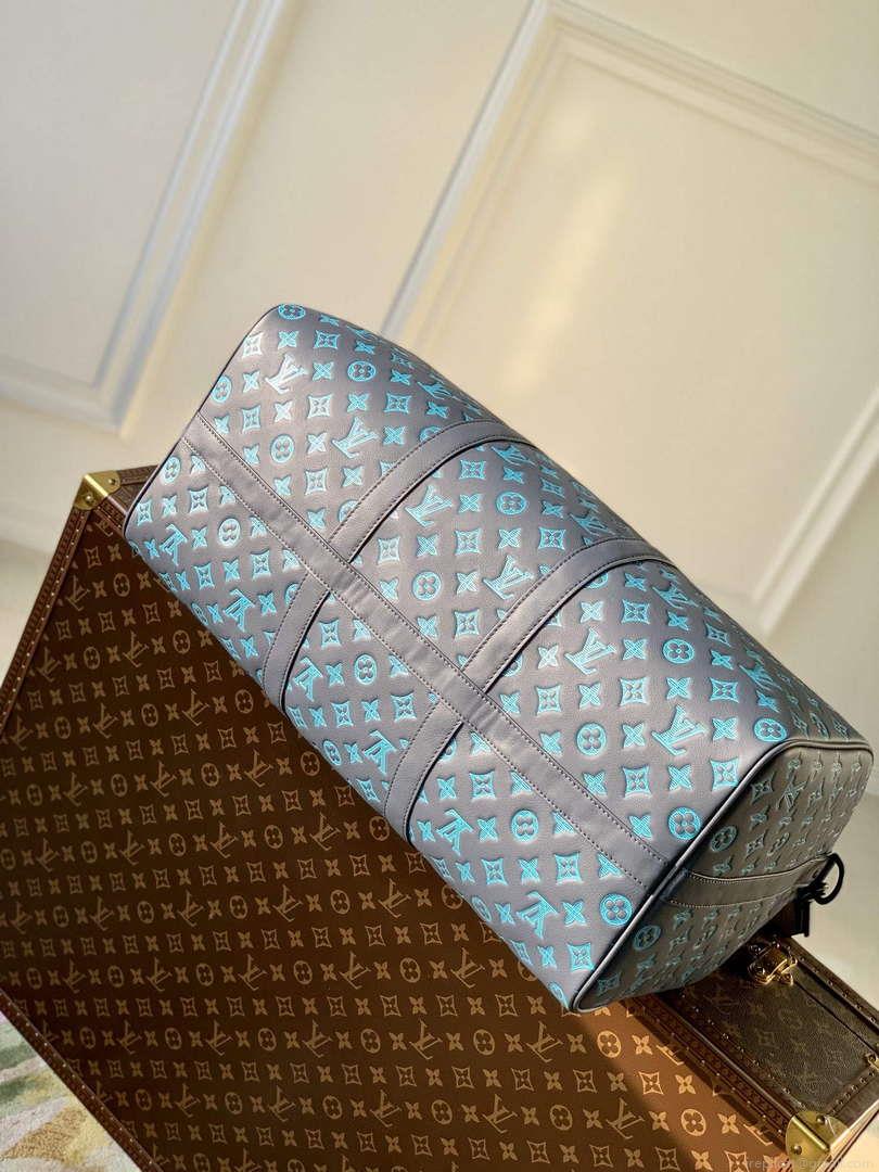 LV M46593 Louis Vuitton Keepall Bandoulière 50 Bag Navy River Blue