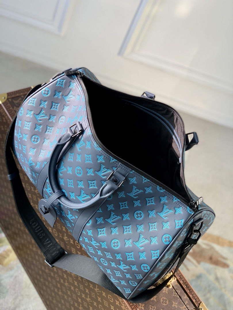 LV M46593 Louis Vuitton Keepall Bandoulière 50 Bag Navy River Blue