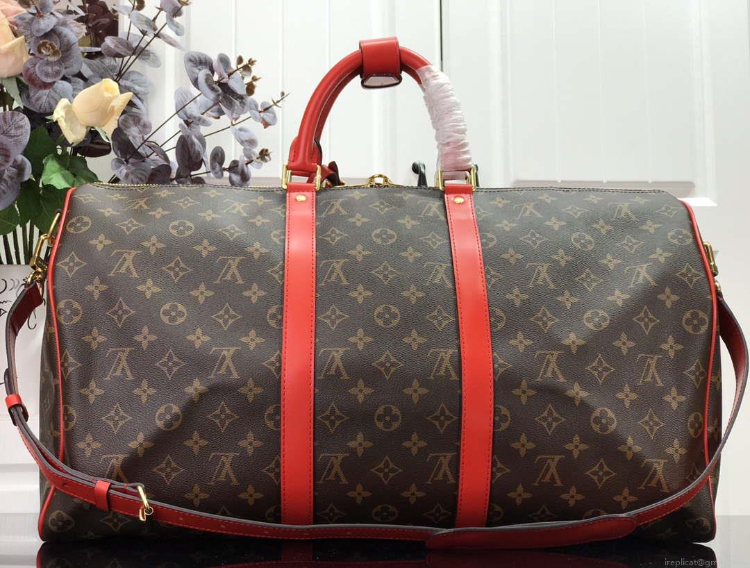 Louis Vuitton LV M44740 Keepall Bandoulière 50 Monogram Bag Red