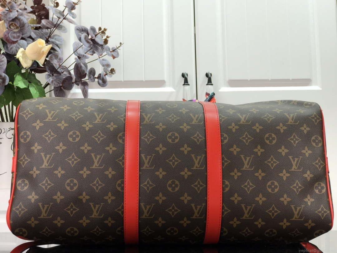 Louis Vuitton LV M44740 Keepall Bandoulière 50 Monogram Bag Red