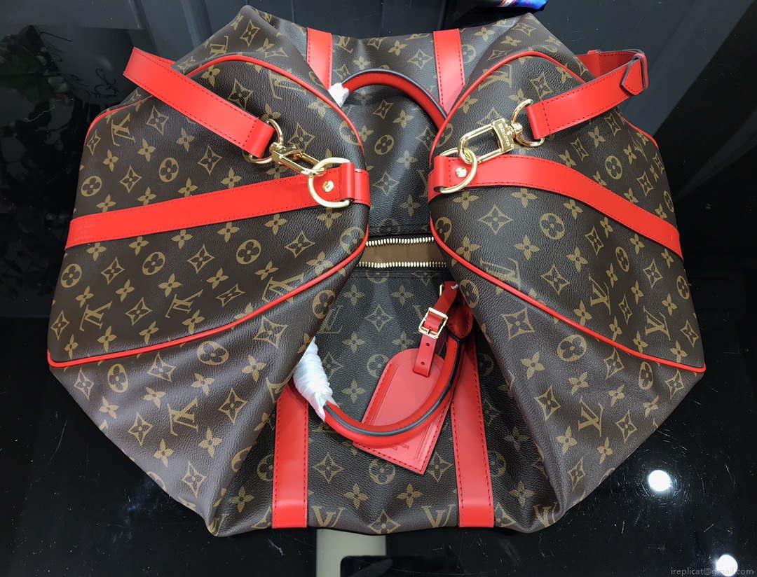 Louis Vuitton LV M44740 Keepall Bandoulière 50 Monogram Bag Red