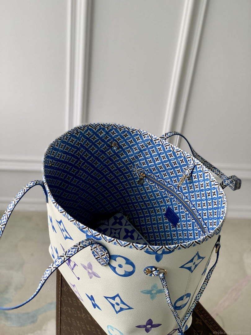 LV M22979 Louis Vuitton Neverfull MM Tote Bag Blue