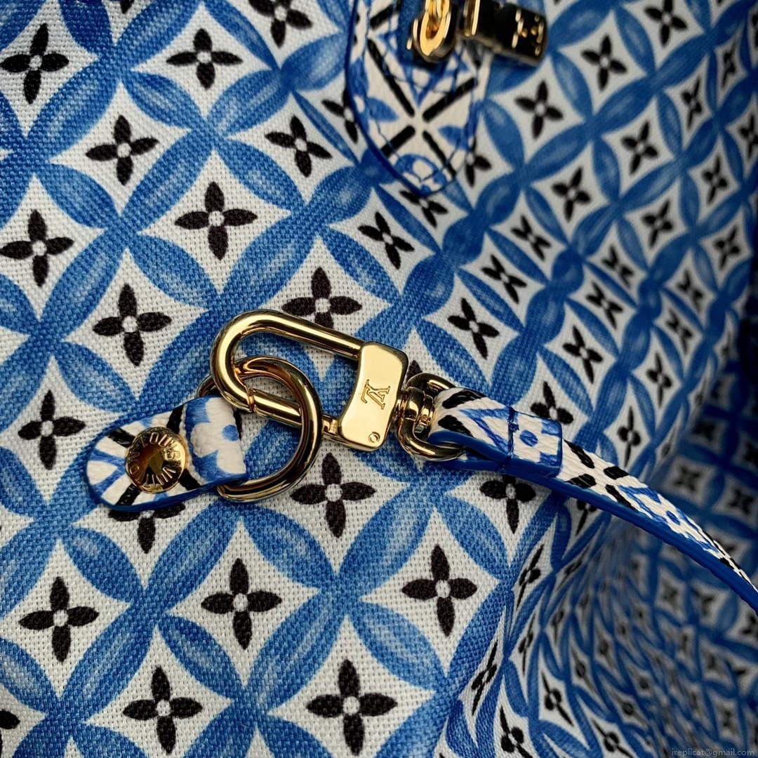 LV M22979 Louis Vuitton Neverfull MM Tote Bag Blue