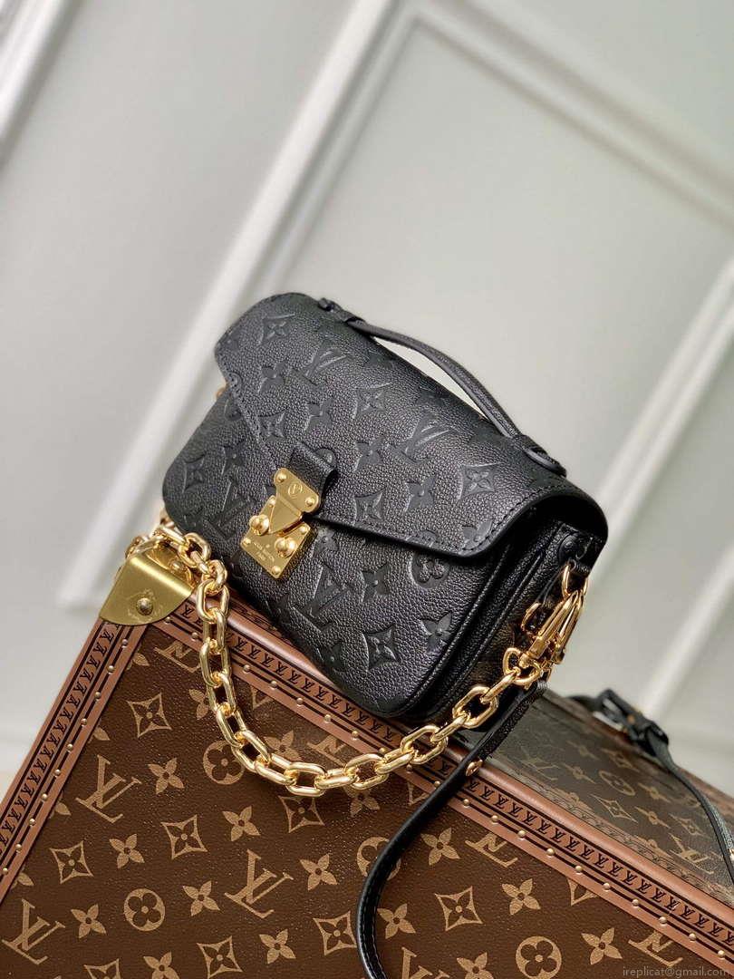 LV M46595 Louis Vuitton Pochette Métis East West Handbag Black