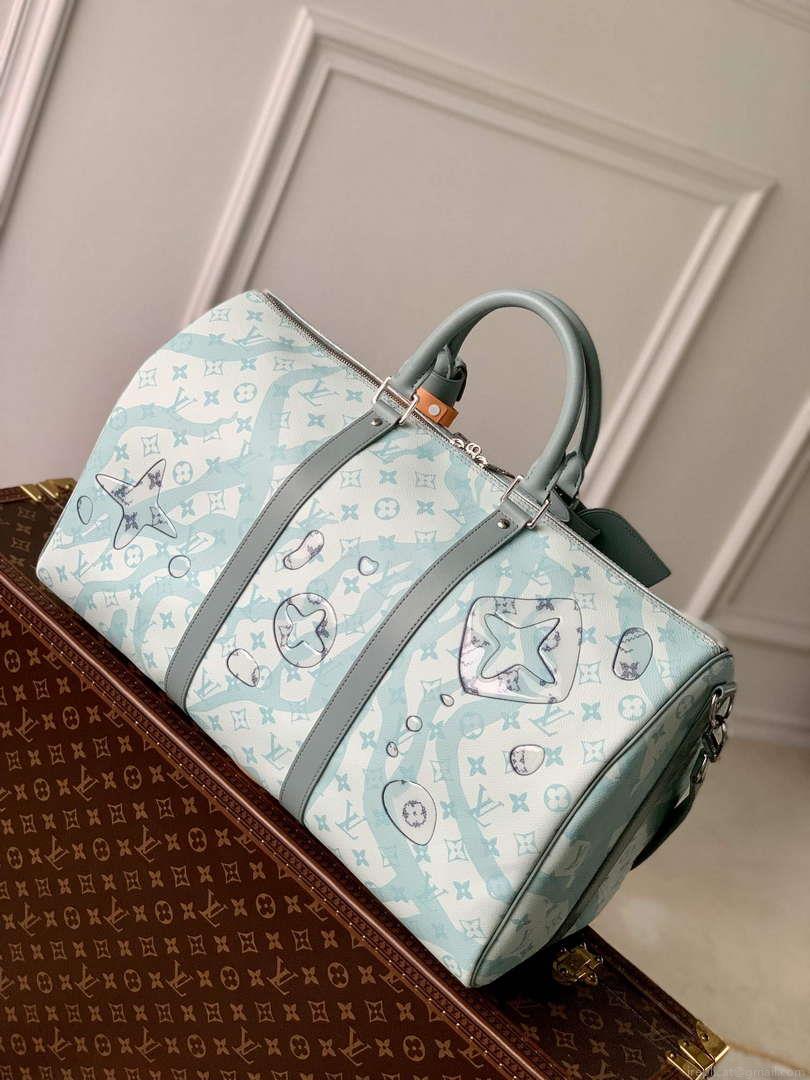 LV M22570 Louis Vuitton Keepall Bandoulière 50 Bag Crystal Blue