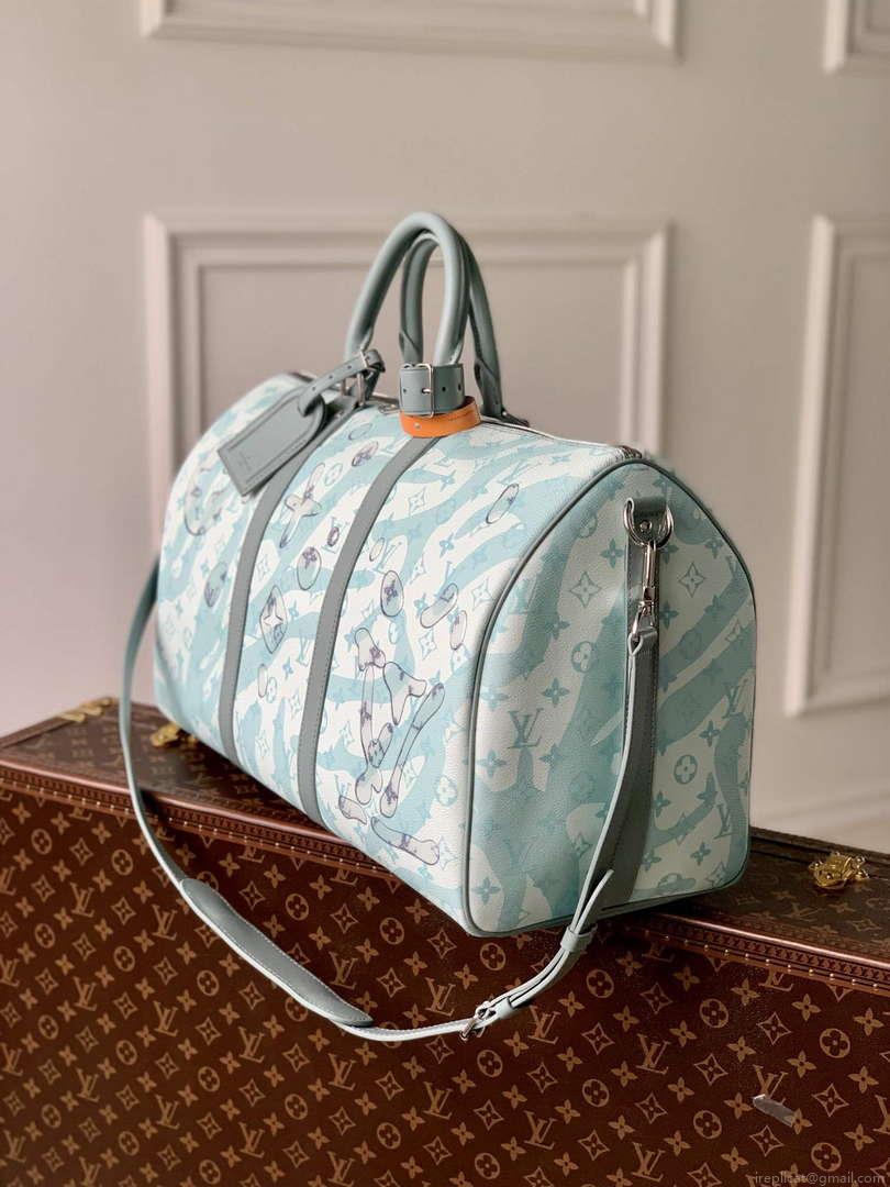 LV M22570 Louis Vuitton Keepall Bandoulière 50 Bag Crystal Blue