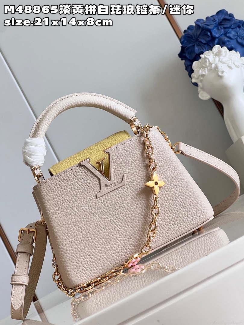 LV M22514 Louis Vuitton Capucines Mini Jaune Plume Yellow