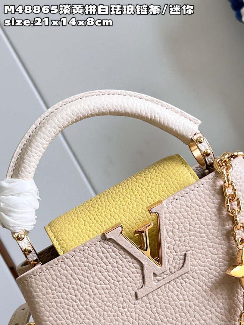 LV M22514 Louis Vuitton Capucines Mini Jaune Plume Yellow