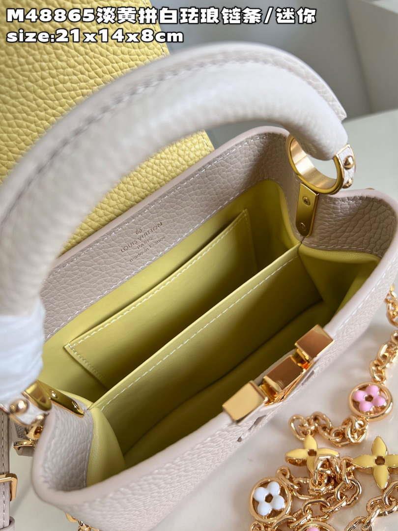 LV M22514 Louis Vuitton Capucines Mini Jaune Plume Yellow