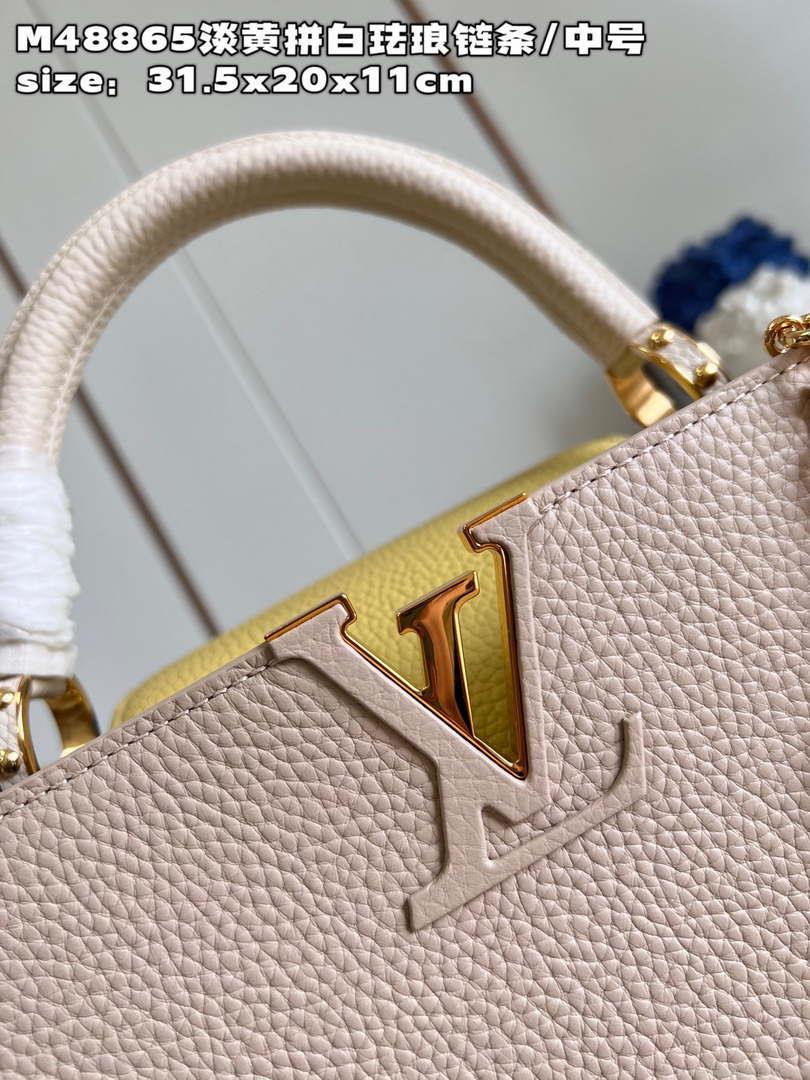 LV M22514 Louis Vuitton Capucines MM Crame Beige