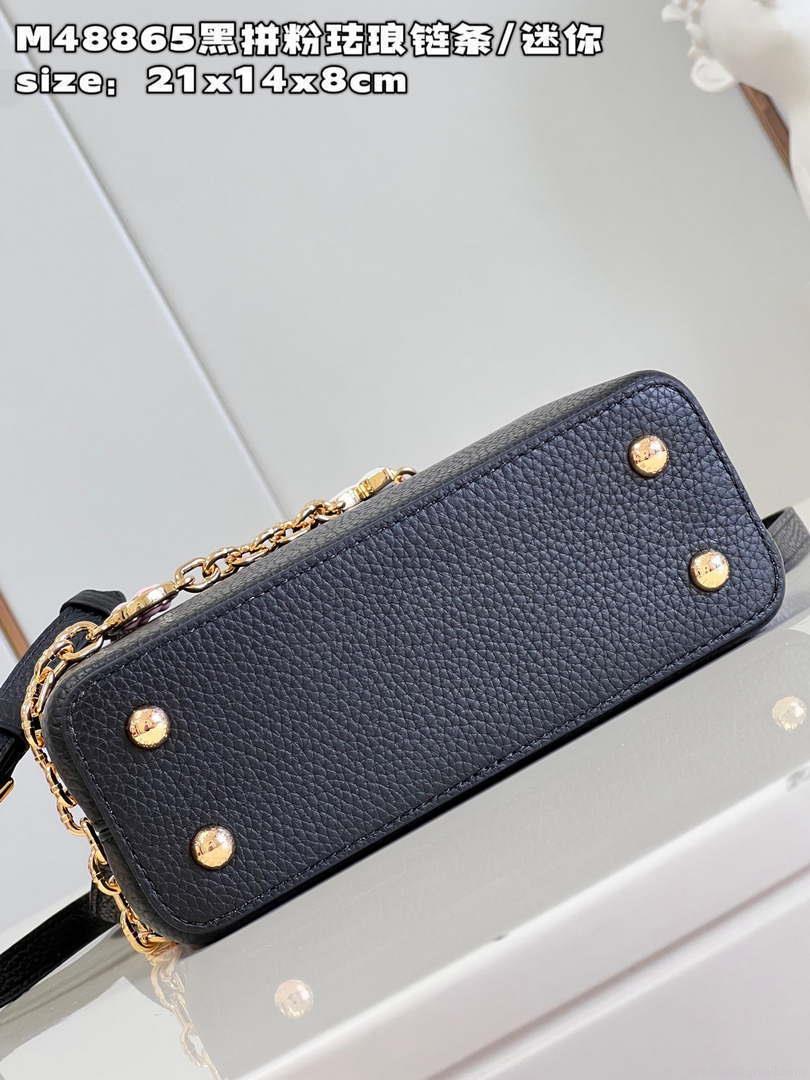 LV M22512 Louis Vuitton Capucines Mini Black and Pink