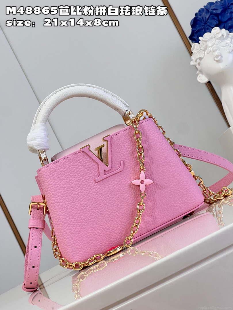 LV M22375 Louis Vuitton Capucines Mini Rose Chamallow Pink