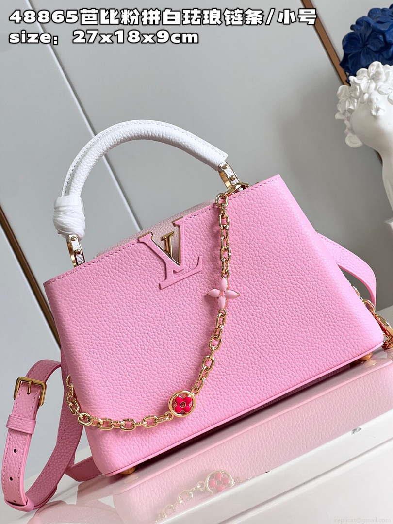 LV M22375 Louis Vuitton Capucines BB Bag Rose Chamallow Pink
