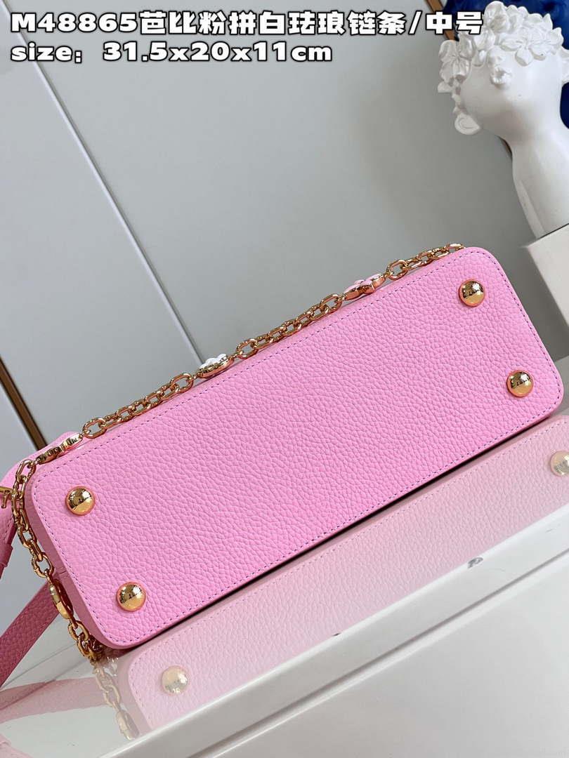 LV M22375 Louis Vuitton Capucines MM Rose Chamallow Pink
