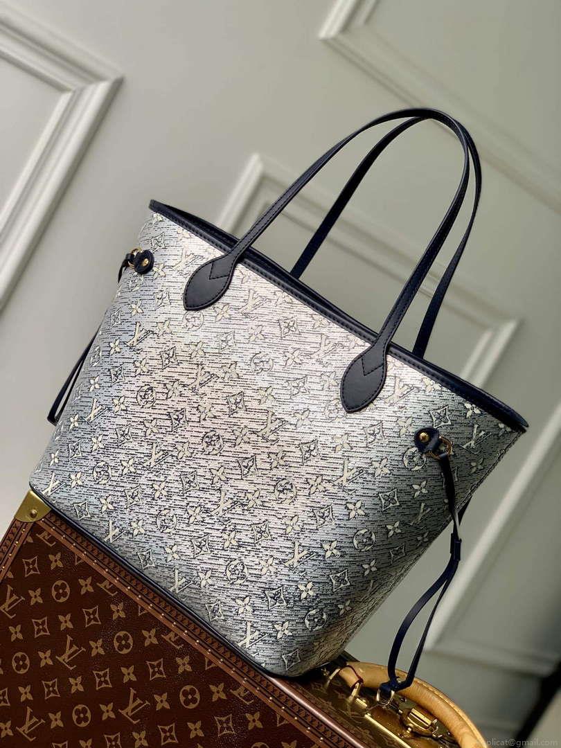 LV M22921 Louis Vuitton Neverfull MM Tote Bag Blue