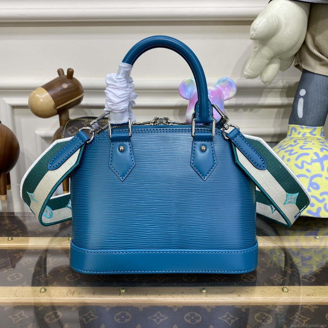 LV M20609 Louis Vuitton Alma BB Epi Handbag Turquoise Green