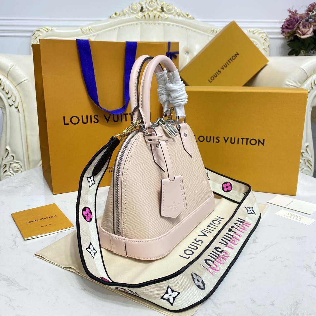 LV M40302 Louis Vuitton Alma BB Epi Handbag Nude with beige