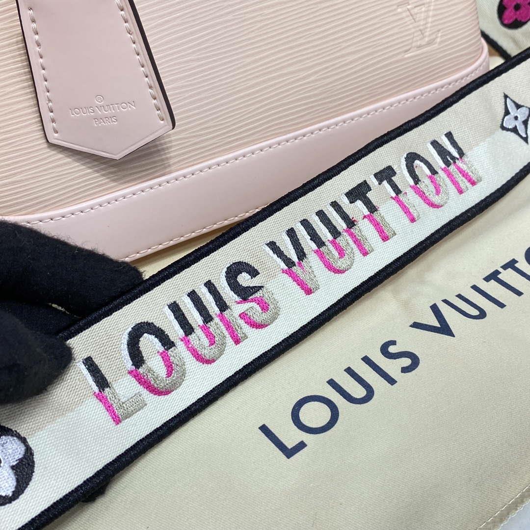 LV M40302 Louis Vuitton Alma BB Epi Handbag Nude with beige