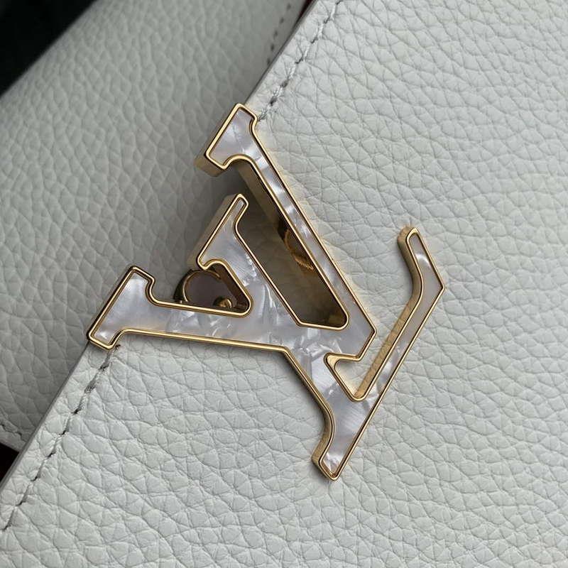 LV M22121 Louis Vuitton Capucines MM Handbag Snow White