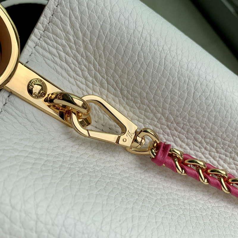 LV M22121 Louis Vuitton Capucines MM Handbag Snow White