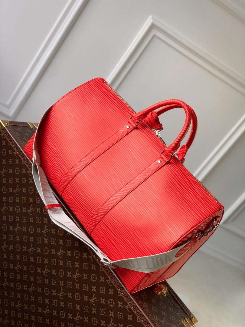 LV M23721 Louis Vuitton Keepall Bandoulière 50 Bag Vermillion Red