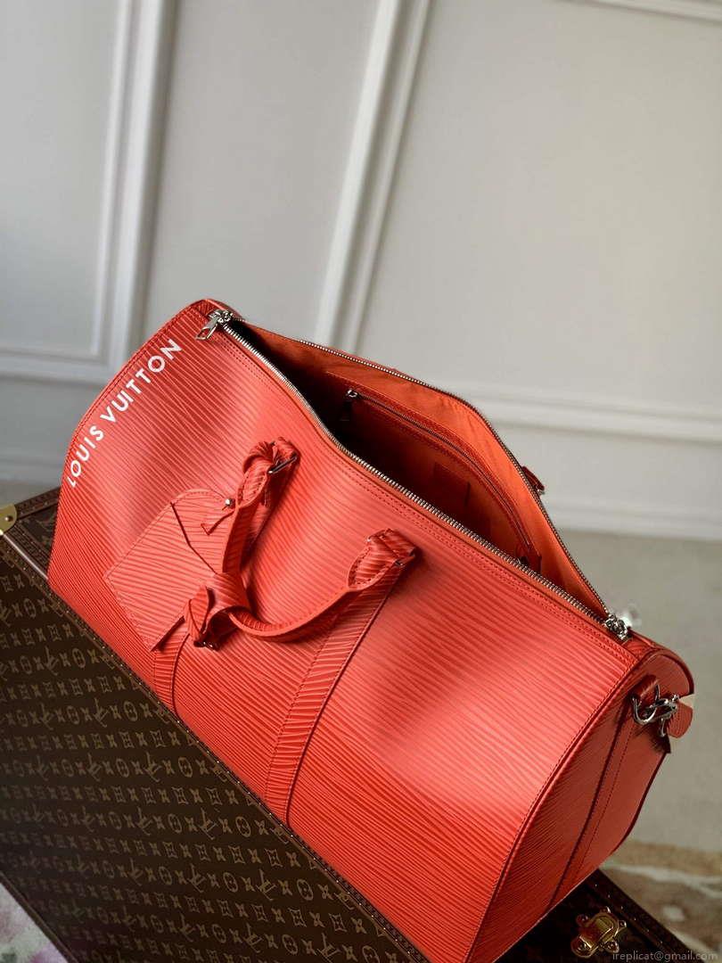 LV M23721 Louis Vuitton Keepall Bandoulière 50 Bag Vermillion Red