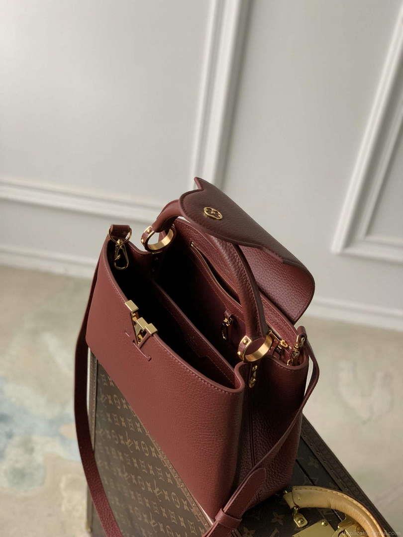 LV M25128 Louis Vuitton Capucines MM Handbag Griotte Red