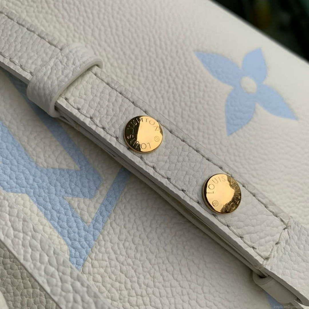 LV M24048 Louis Vuitton NéoNoé BB Bucket Bag Latte White Blue
